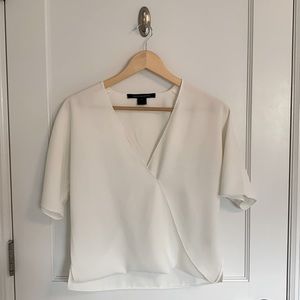 French Connection White V-Neck Blouse